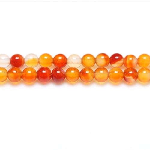 Orange/White Carnelian Beads Plain Round 3mm Strand Of 124+