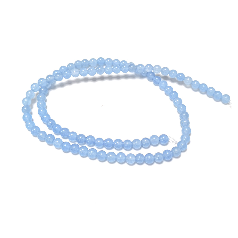 Cyan Malaysian Jade Beads Plain Round 4mm Strand Of 86+