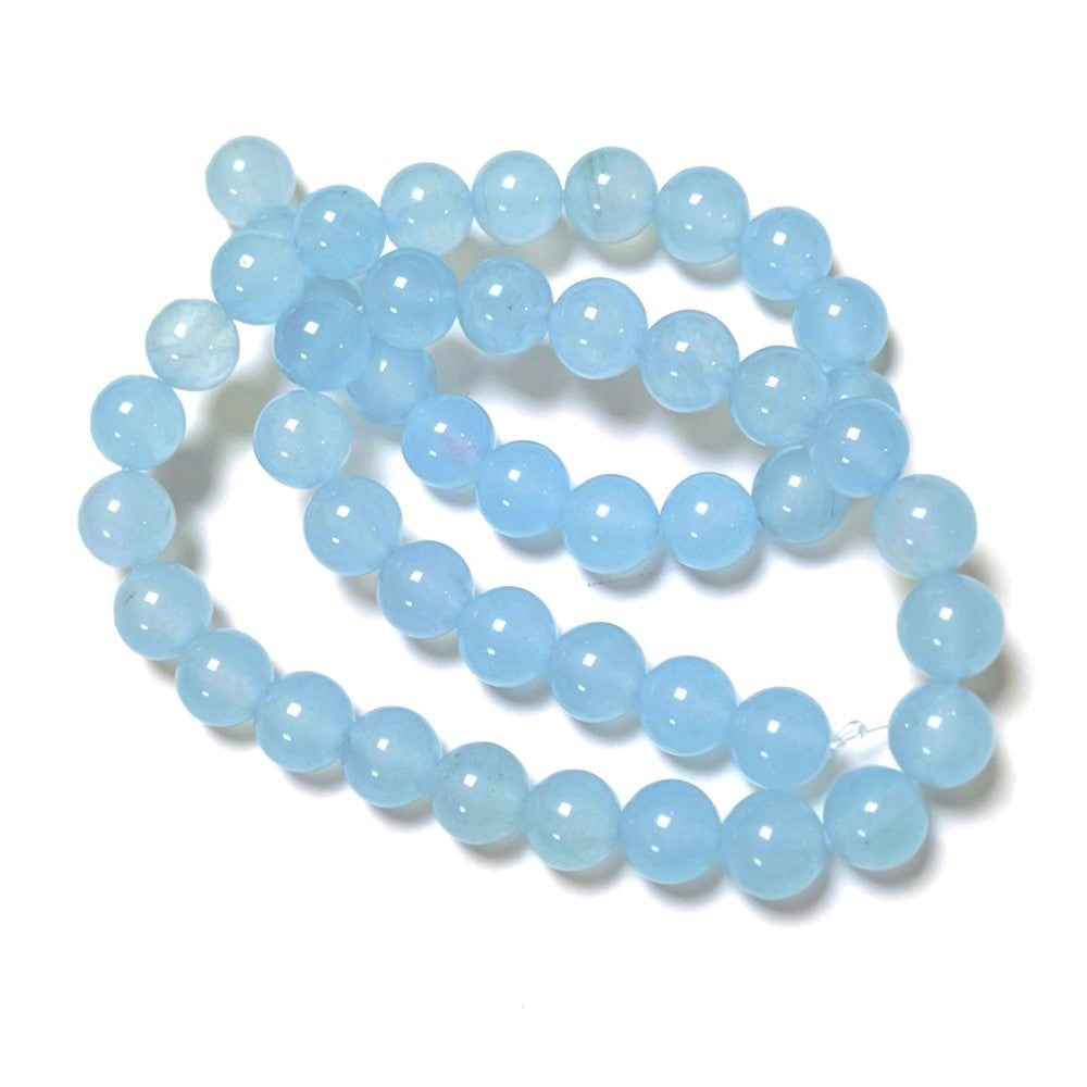 Cyan Malaysian Jade Beads Plain Round 8mm Strand Of 45+