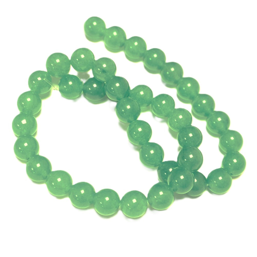 Green Malaysian Jade Beads Plain Round 8mm Strand Of 45+