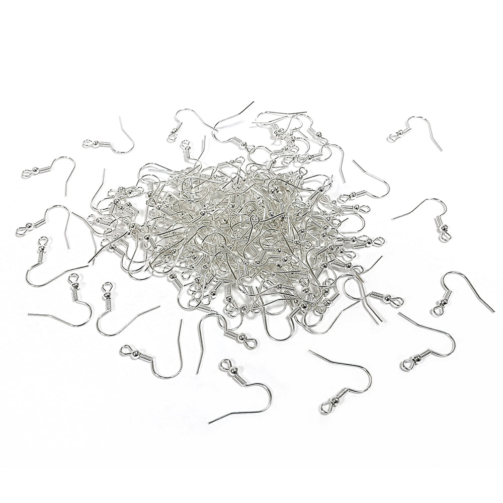 Iron Earring Wires Silver Fish Hook 0.6x18mm Pack Of 120+