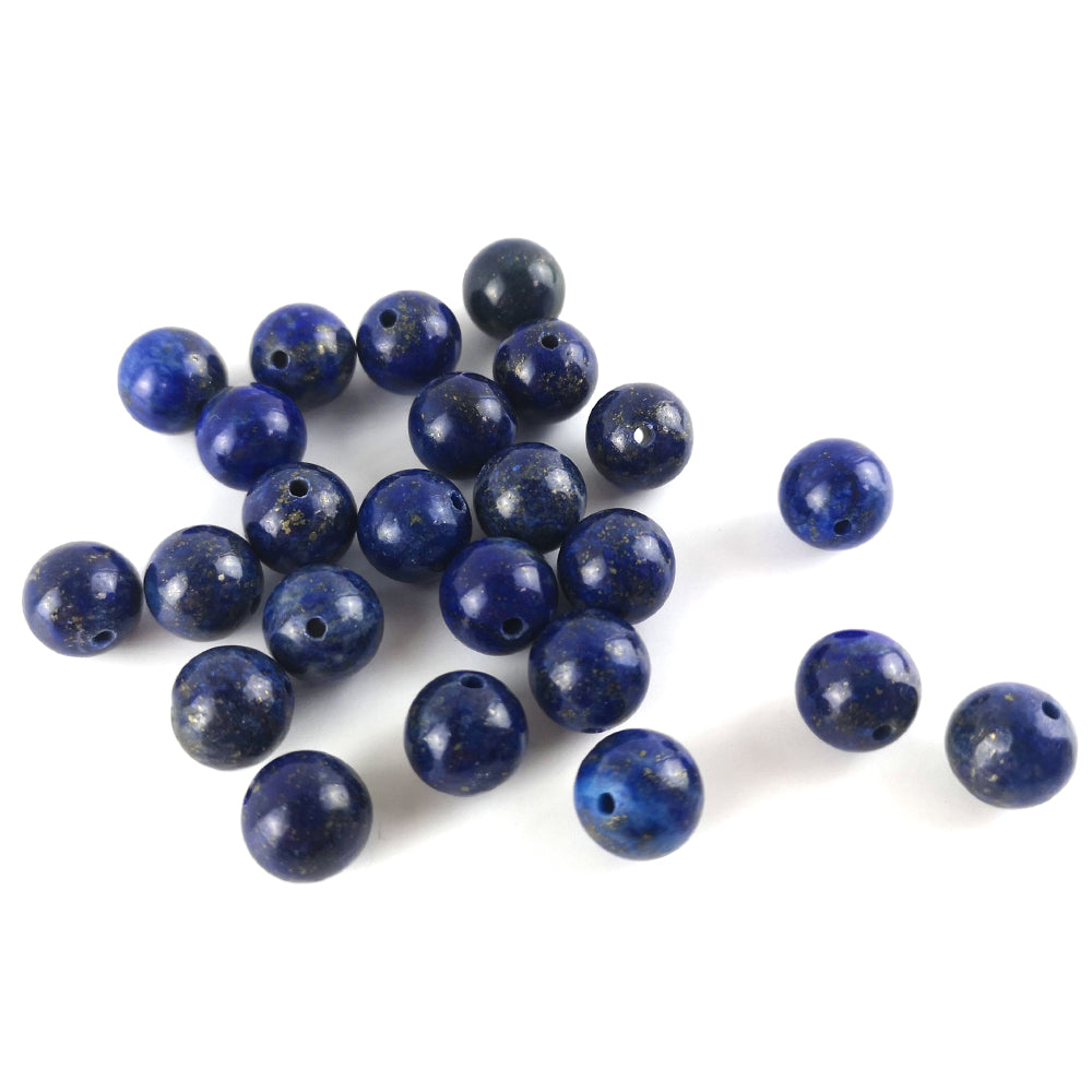A strand of 21+ Lapis Lazuli beads, blue in colour, 8mm in size, round shaped
