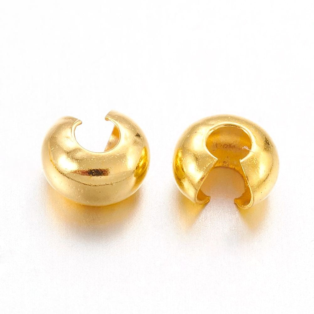 Brass Crimp Covers Golden Round 3mm Pack Of 100+