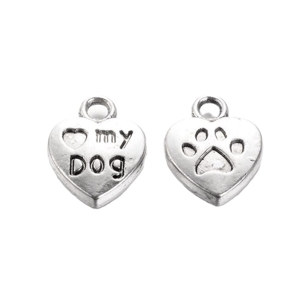 Metal Alloy Paw Print Charms Antique Silver 13mm Pack Of 30