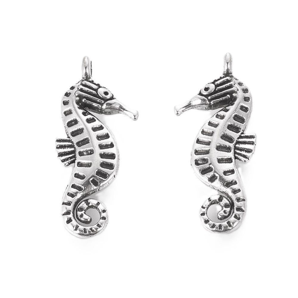 Metal Alloy Seahorse Charms Antique Silver 22mm Pack Of 10