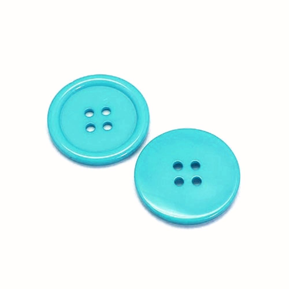 Resin Buttons Turquoise Round 30mm 4-Hole Pack Of 10