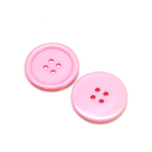 Resin Buttons Pale Pink Round 30mm 4-Hole Pack Of 10