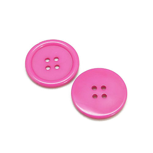 Resin Buttons Dark Pink Round 30mm 4-Hole Pack Of 10