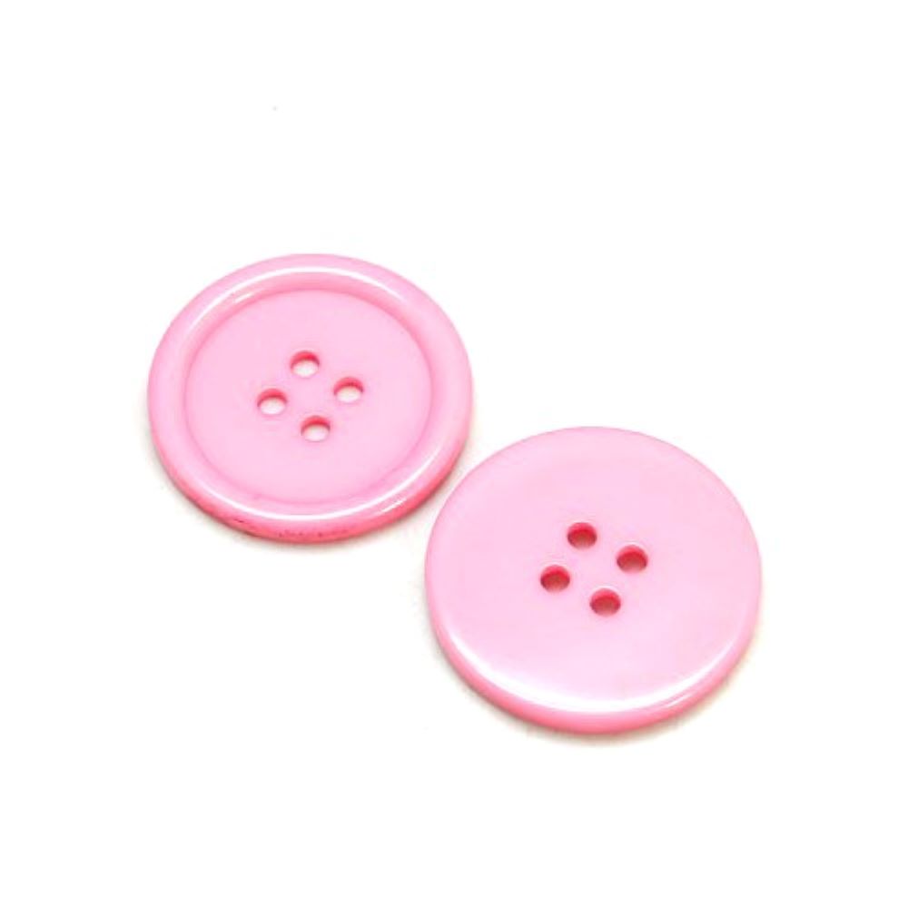 Resin Buttons Pale Pink Round 25mm 4-Hole Pack Of 15