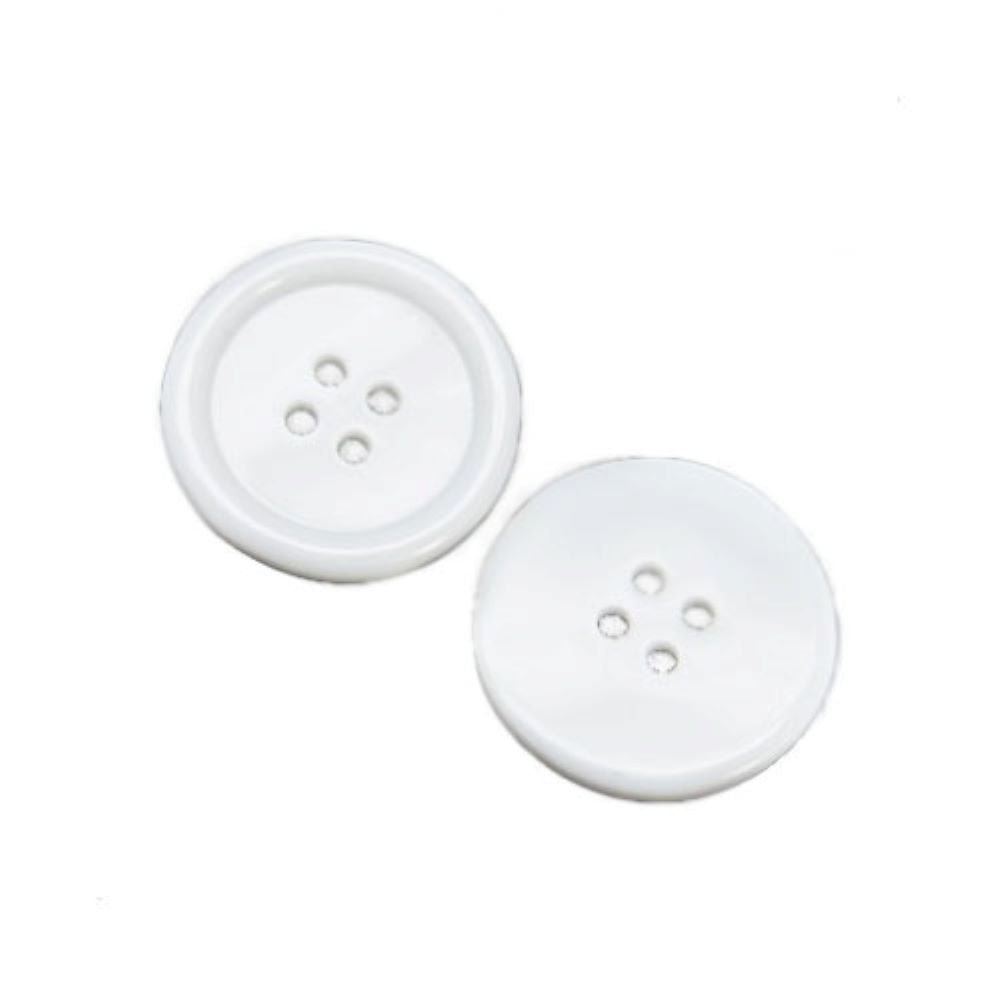 Resin Buttons White Round 22mm 4-Hole Pack Of 20