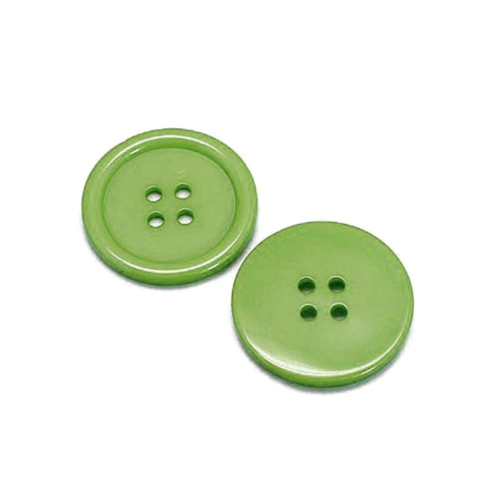 Resin Buttons Dull Green Round 20mm 4-Hole Pack Of 20
