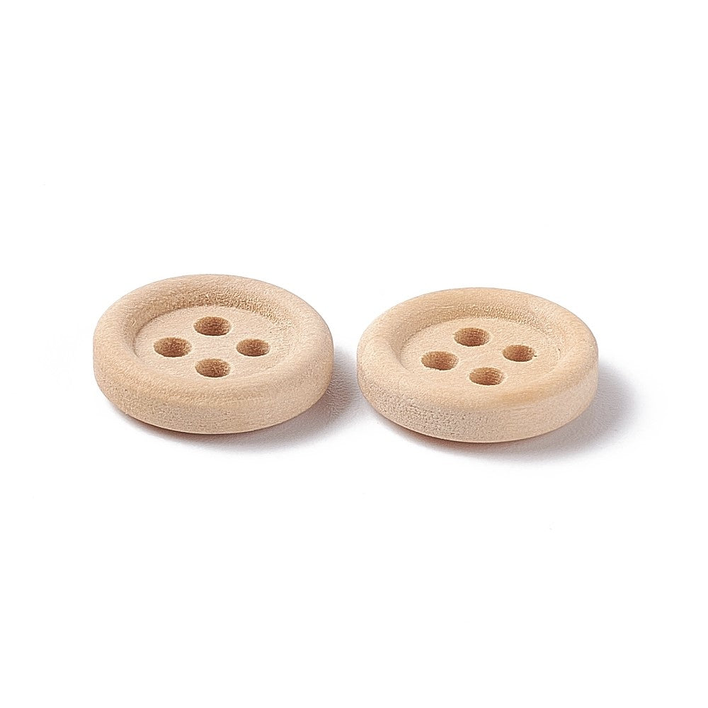 Wood Buttons Pale Cream Round 13mm 4-Hole Pack Of 10
