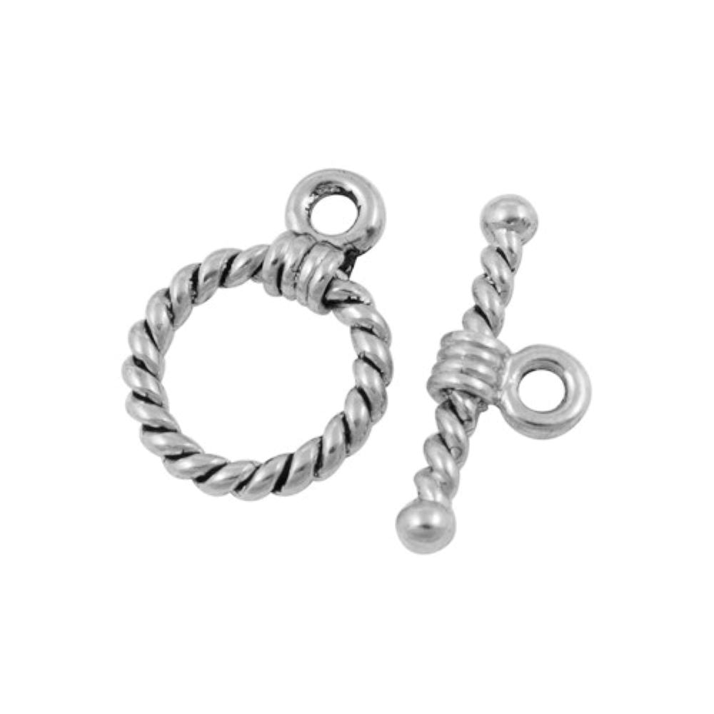 Metal Alloy Clasps & Toggles Antique Silver Round 19x20mm Pack Of 10