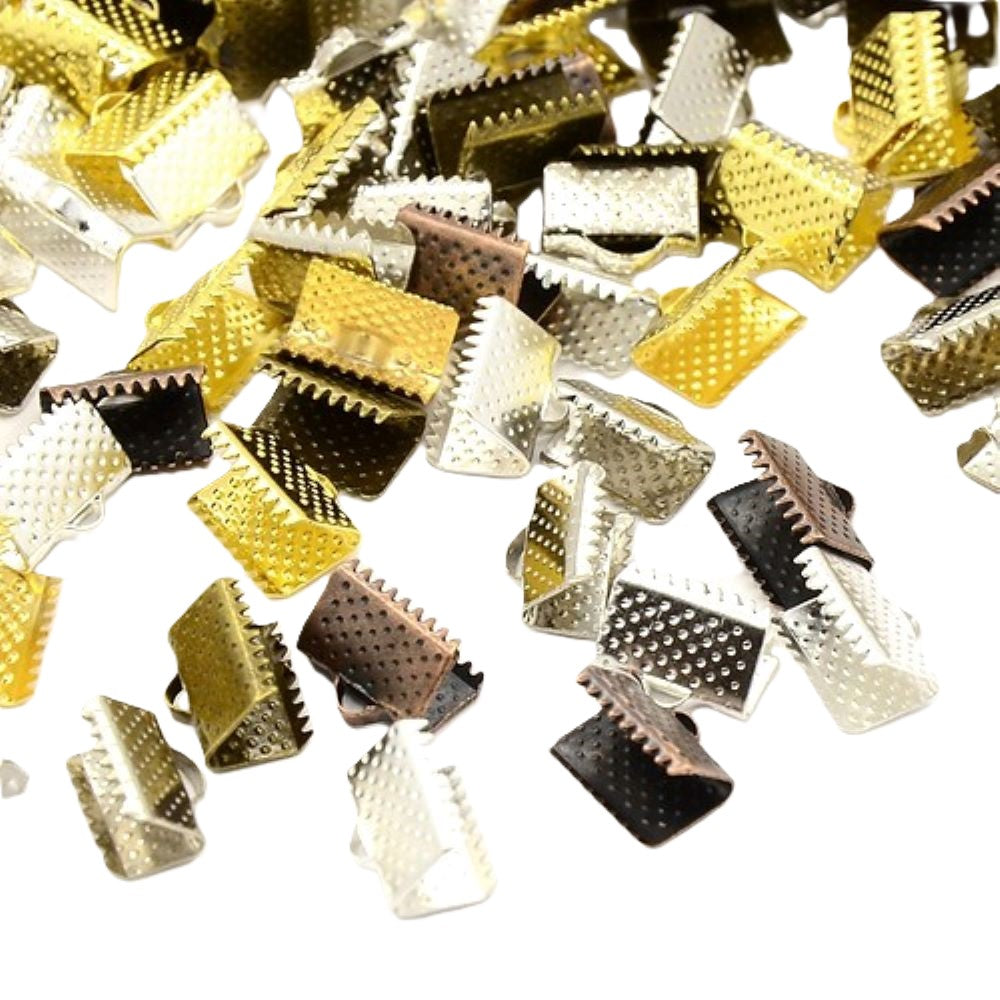 Iron Ribbon Ends Mixed-Colour Rectangle 10x5.5mm Pack Of 30
