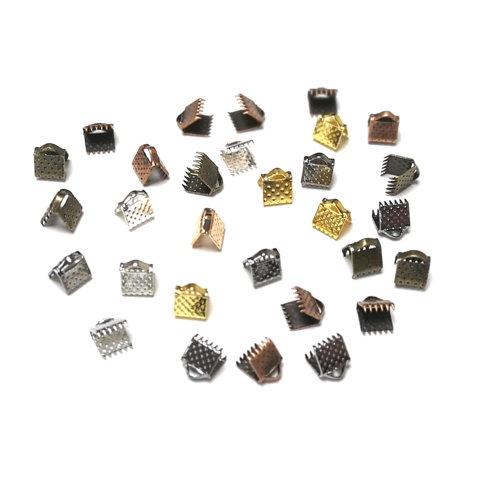 Iron Ribbon Ends Mixed-Colour Square 6x5.5mm Pack Of 30