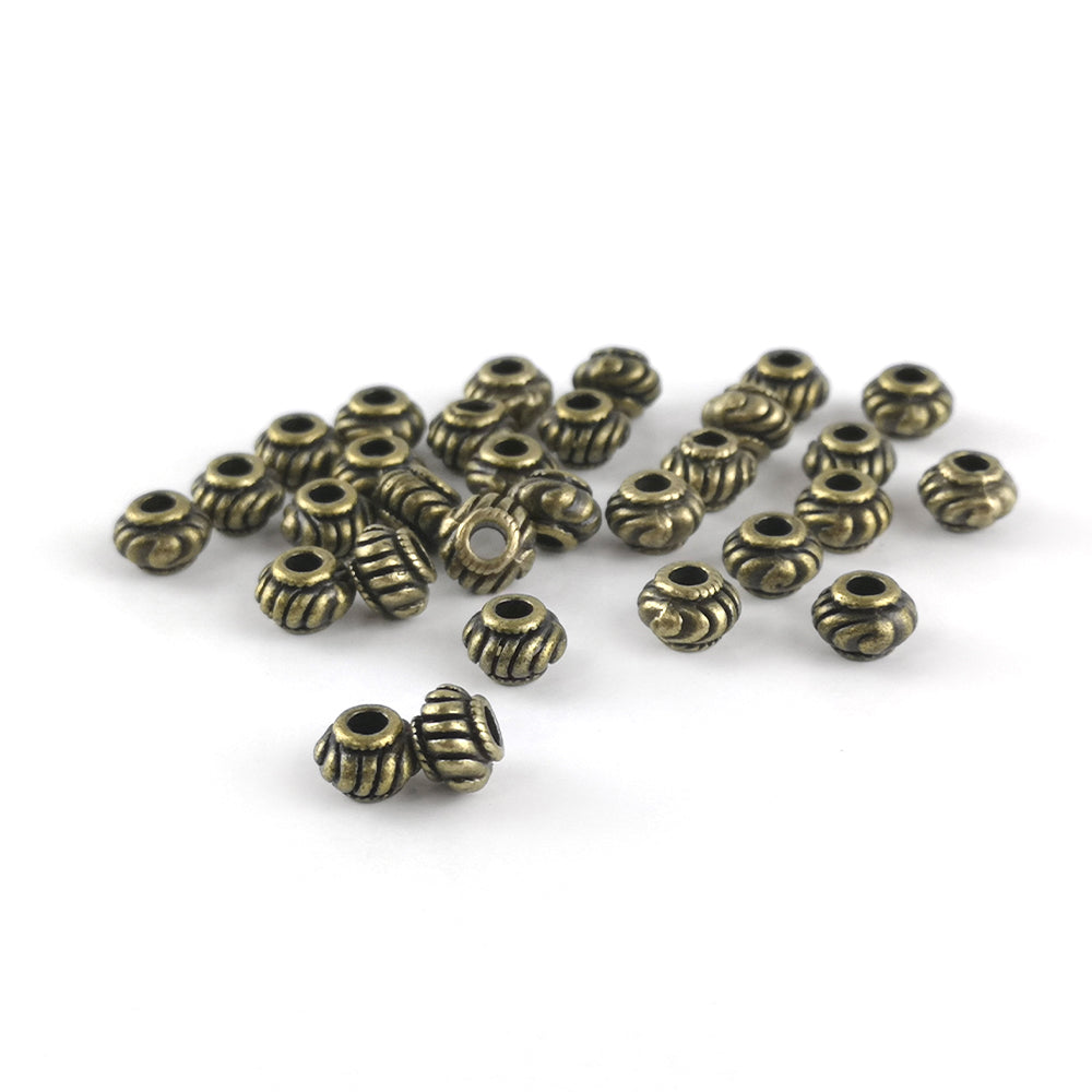 Antique Bronze Metal Alloy Beads Rondelle Spacer 4x6mm Pack Of 30