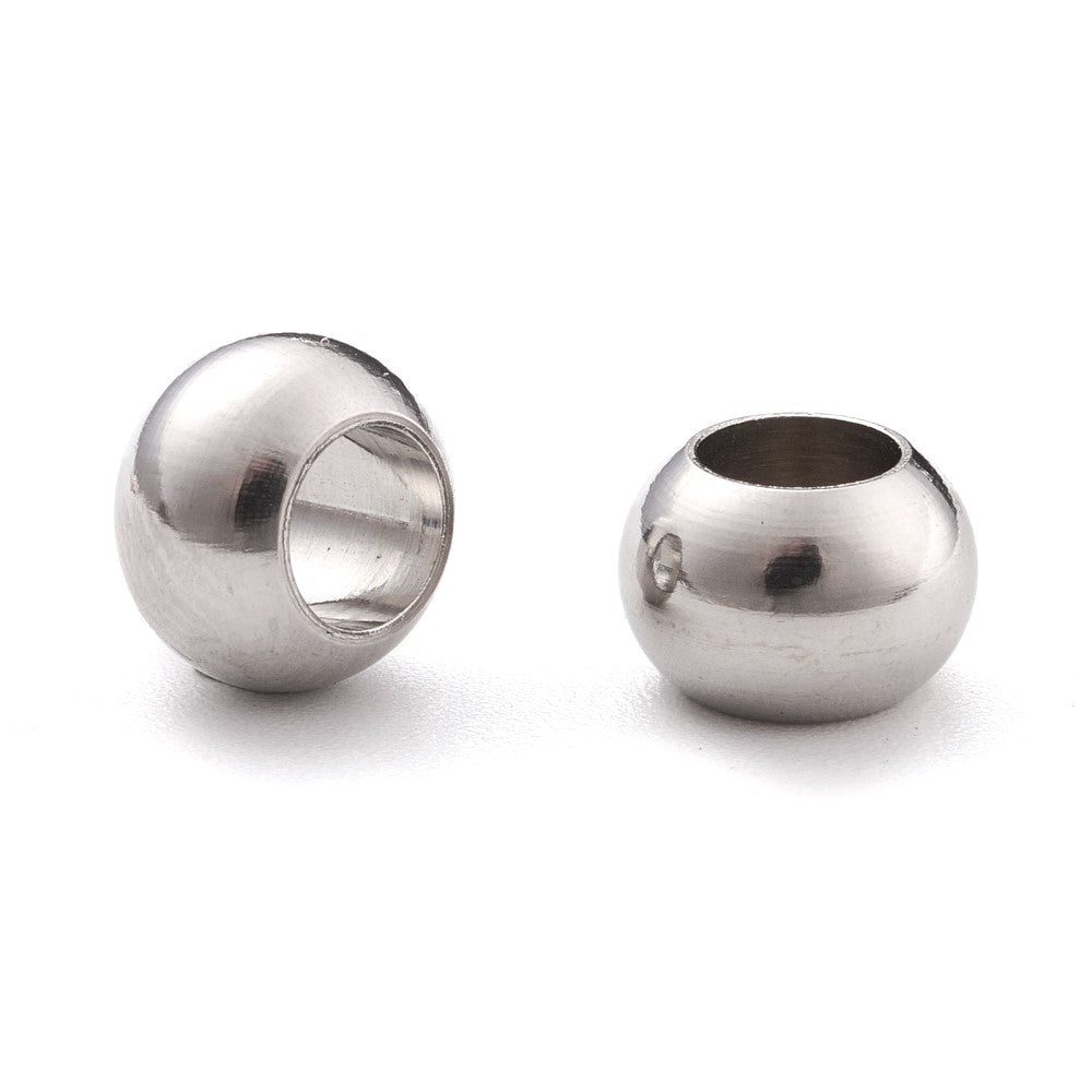 Silver 304 Stainless Steel Beads Rondelle Spacer 6x8mm Pack Of 10
