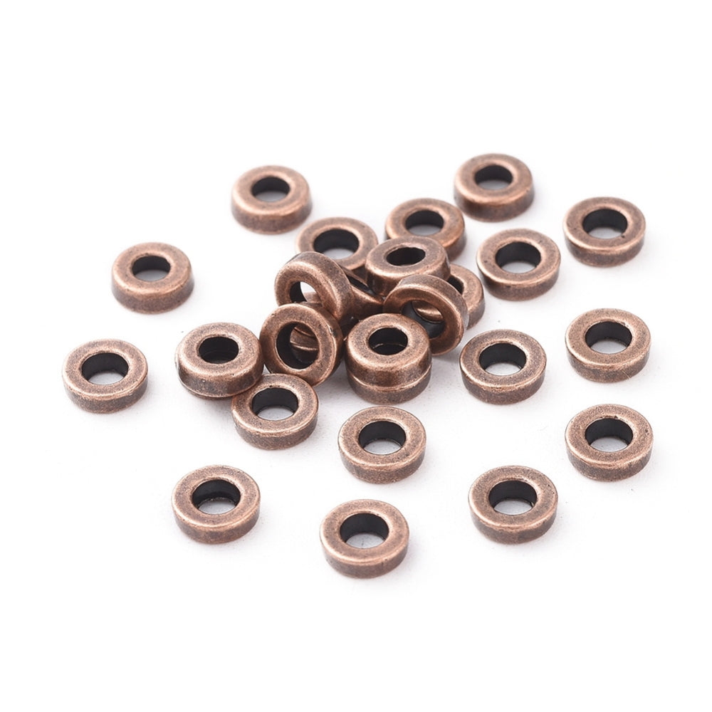 Red Copper Metal Alloy Beads Donut Spacer 6mm Pack Of 30