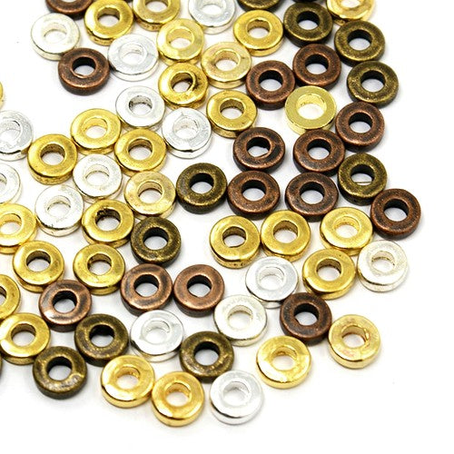 Mixed-Colour Metal Alloy Beads Donut Spacer 6mm Pack Of 30+