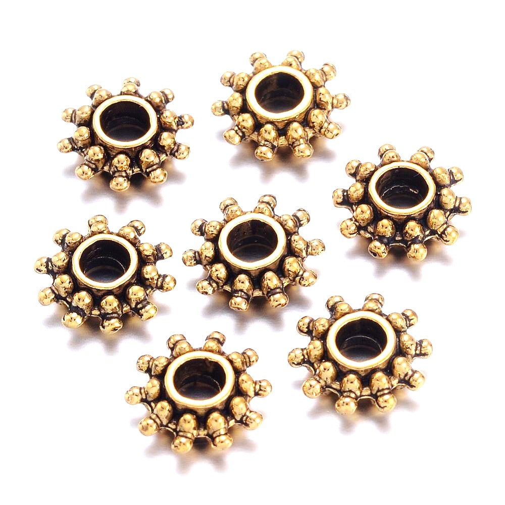Antique Gold Metal Alloy Beads Flower Spacer 9mm Pack Of 30