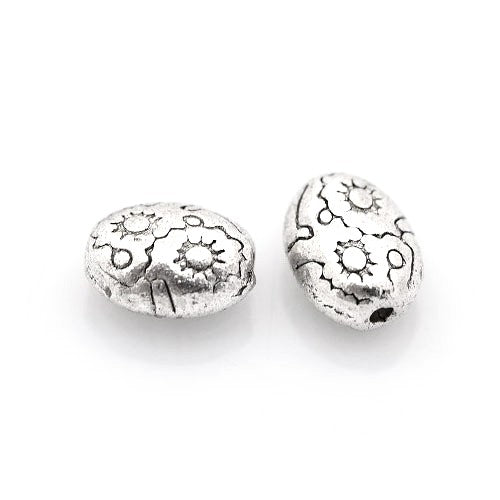 Antique Silver Metal Alloy Beads Oval Spacer 6x8mm Pack Of 30