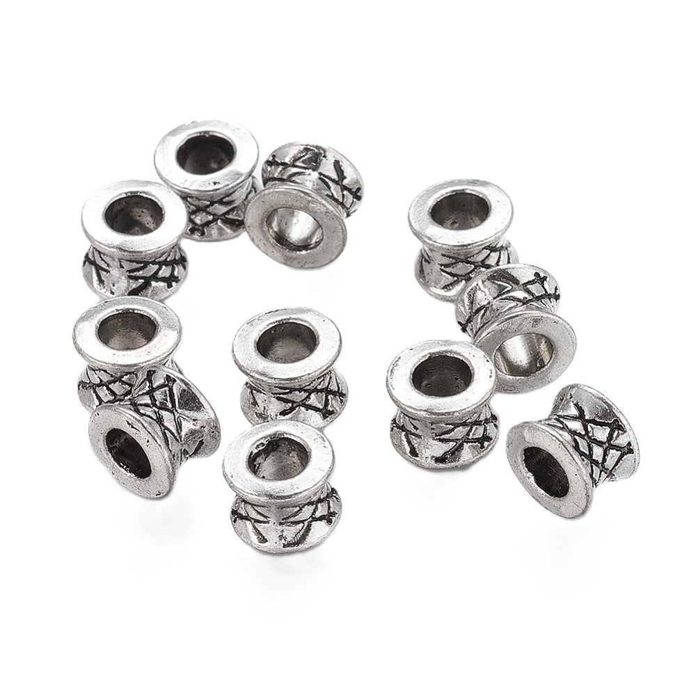 Antique Silver Metal Alloy Beads Tube Spacer 5x7mm Pack Of 30