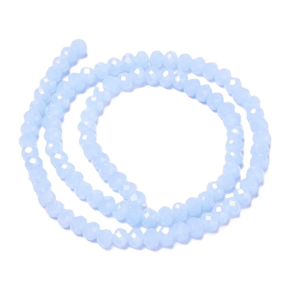 Pale Blue Czech Crystal Beads Faceted Rondelle 4x6mm Opaque Strand Of 80+