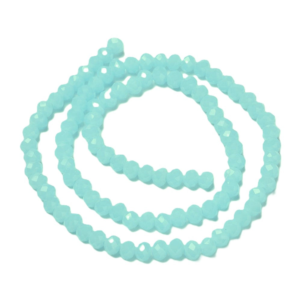 Blue Czech Crystal Beads Faceted Rondelle 4x6mm Opaque Strand Of 80+