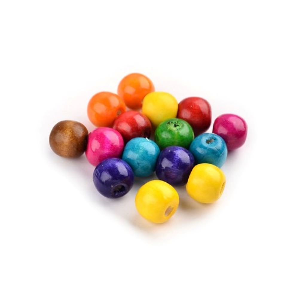 Mixed-Colour Wood Beads Plain Round 10mm Pack Of 100+