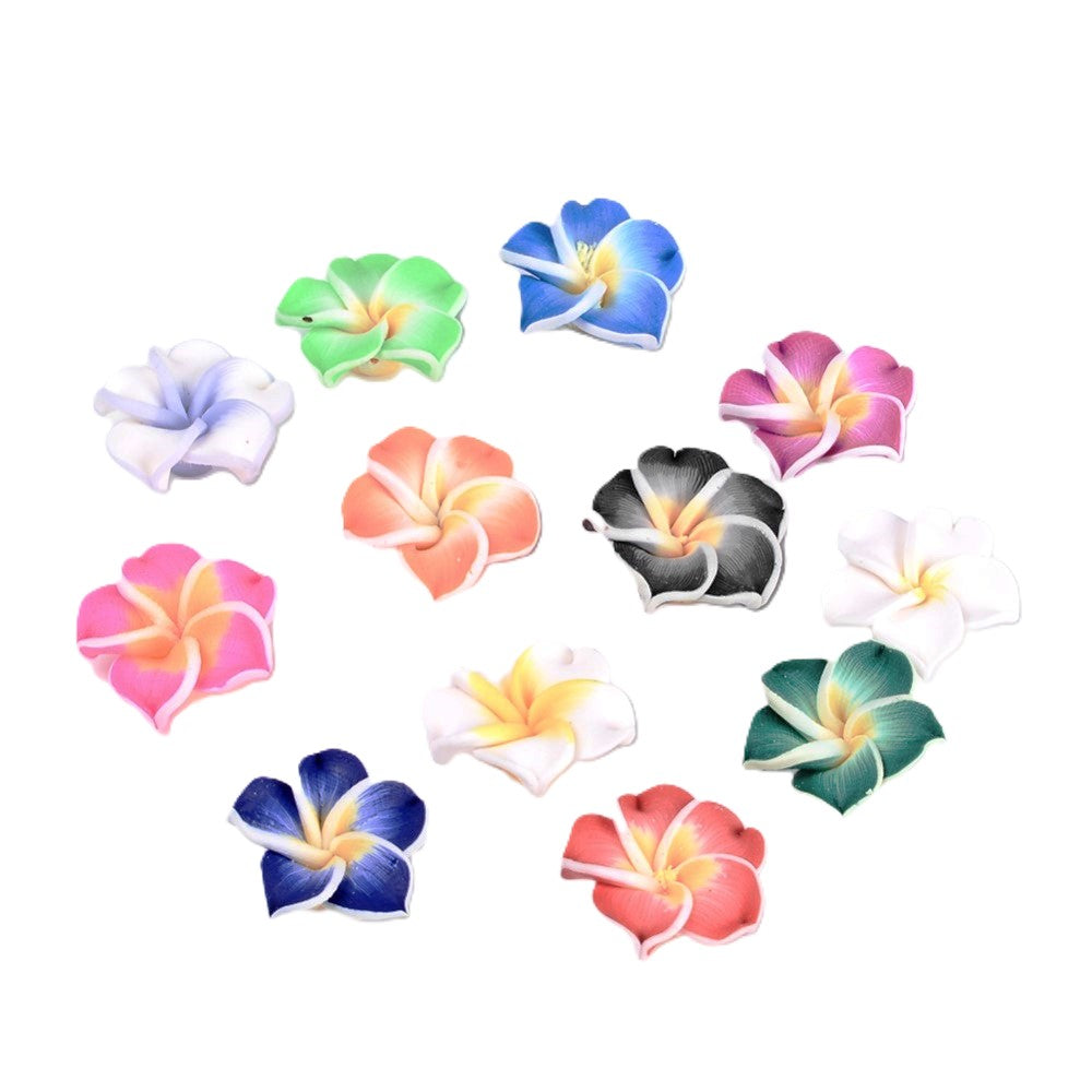 Mixed-Colour Polymer Clay Beads Flower 10x20mm Pack Of 10