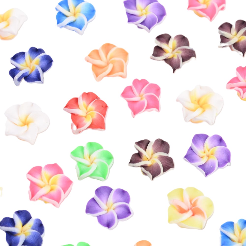 Mixed-Colour Polymer Clay Beads Flower 8x12mm Pack Of 10