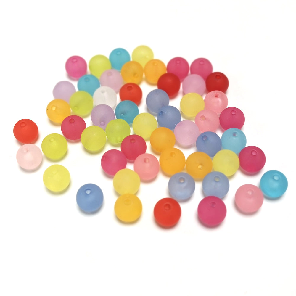 Mixed-Colour Lucite Beads Plain Round 10mm Pack Of 50+