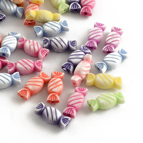 Mixed-Colour Acrylic Beads Candy 7x15mm Pack Of 60+