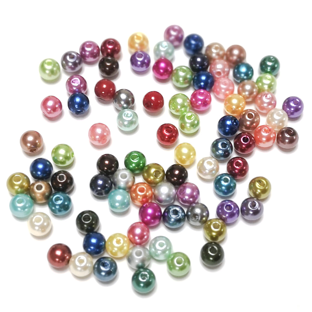 Mixed-Colour Acrylic Beads Plain Round 8mm Pack Of 60+