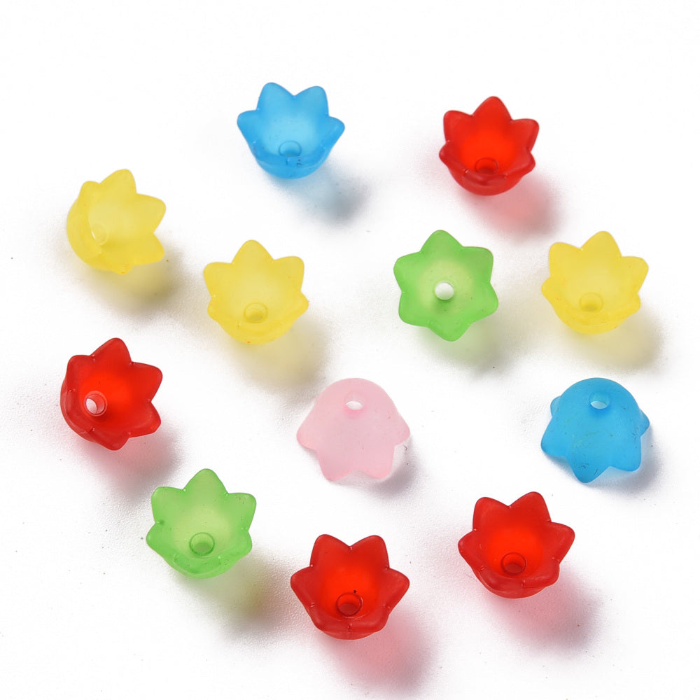 Mixed-Colour Lucite Beads Flower 6x10mm Pack Of 60+