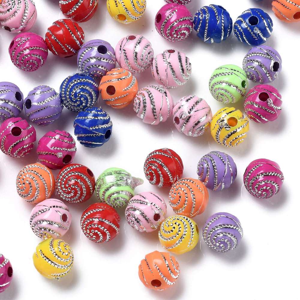 Mixed-Colour Acrylic Beads Plain Round 10mm Pack Of 60+