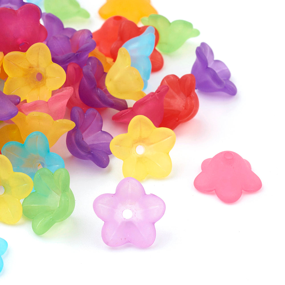 Mixed-Colour Lucite Beads Flower 7x13mm Pack Of 50+