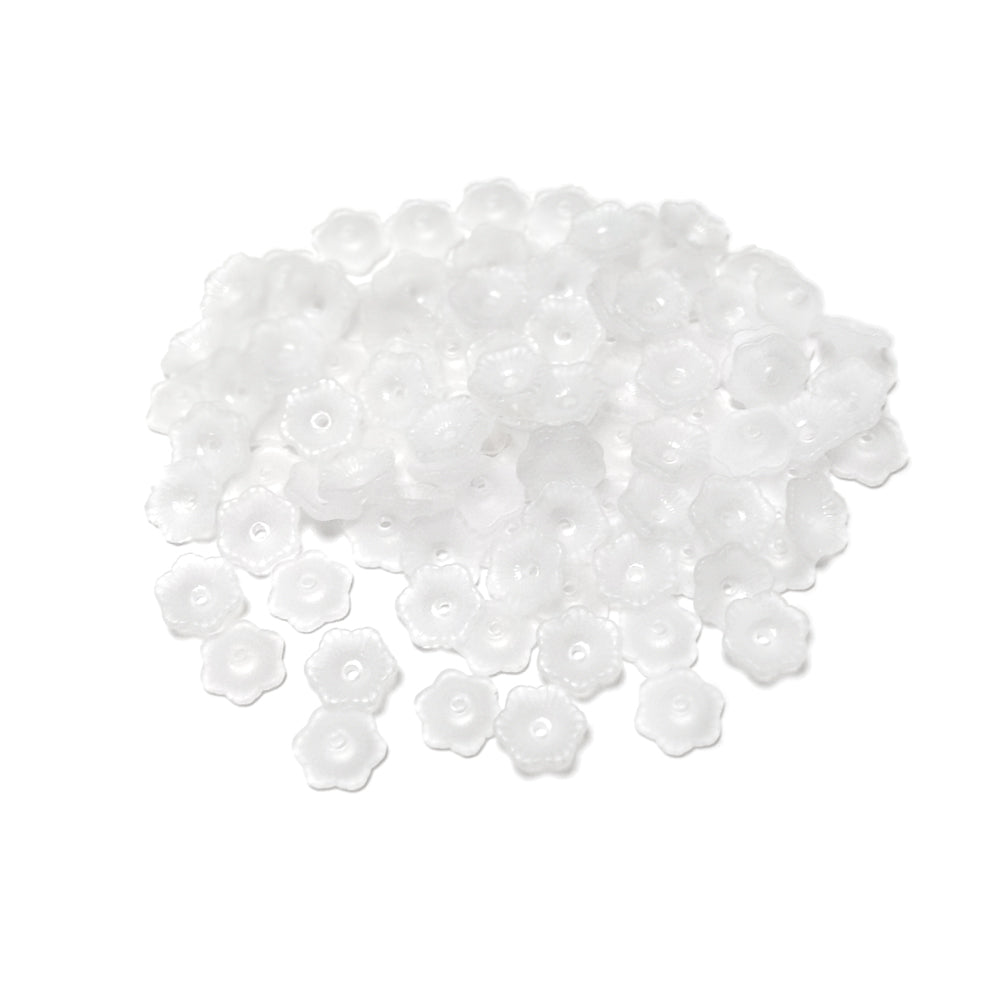 White Lucite Beads Flower 4x11mm Pack Of 100+