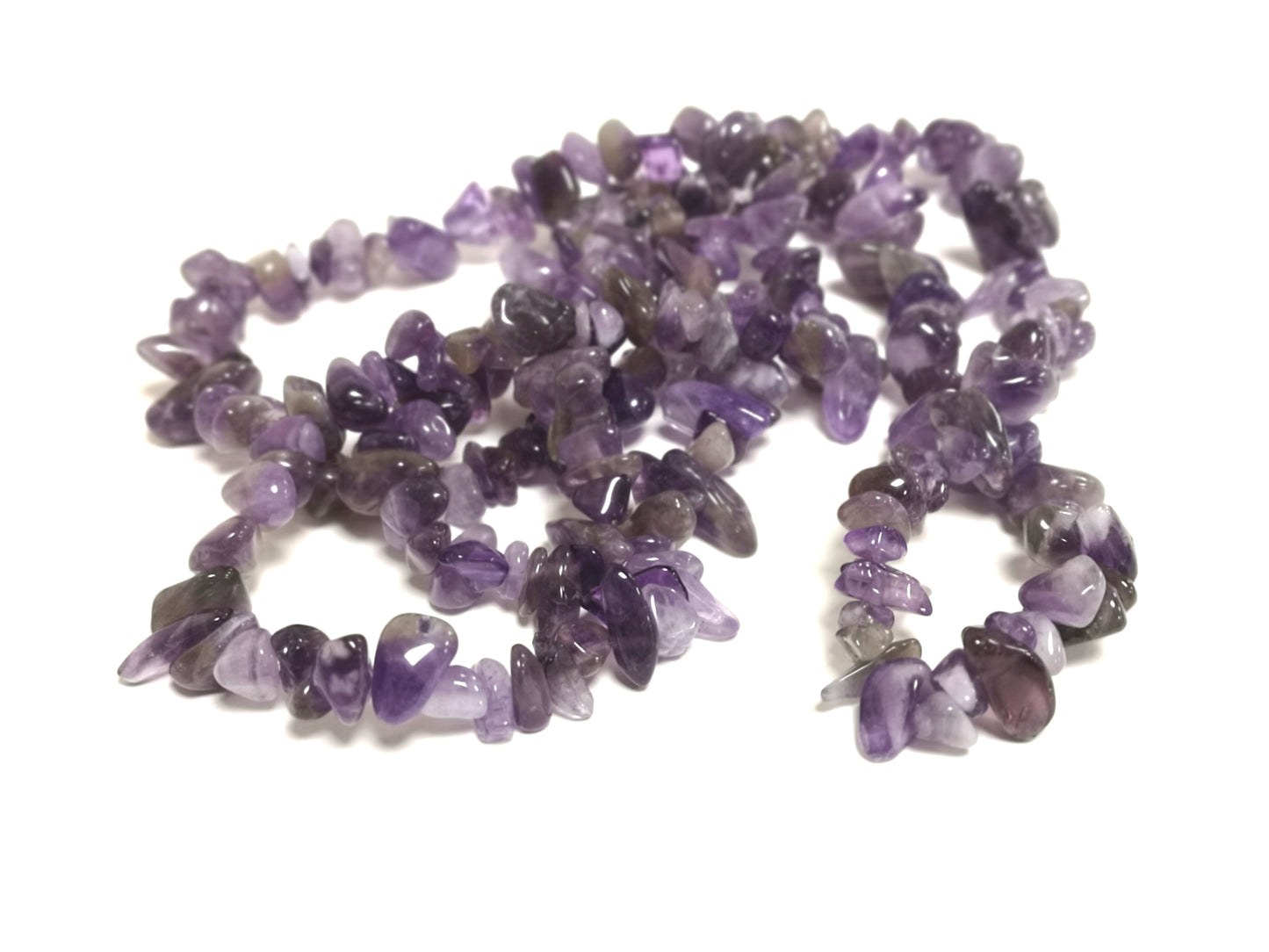A strand of 200+ Amethyst beads, purple in colour, 5-8mm in size, chip shaped
