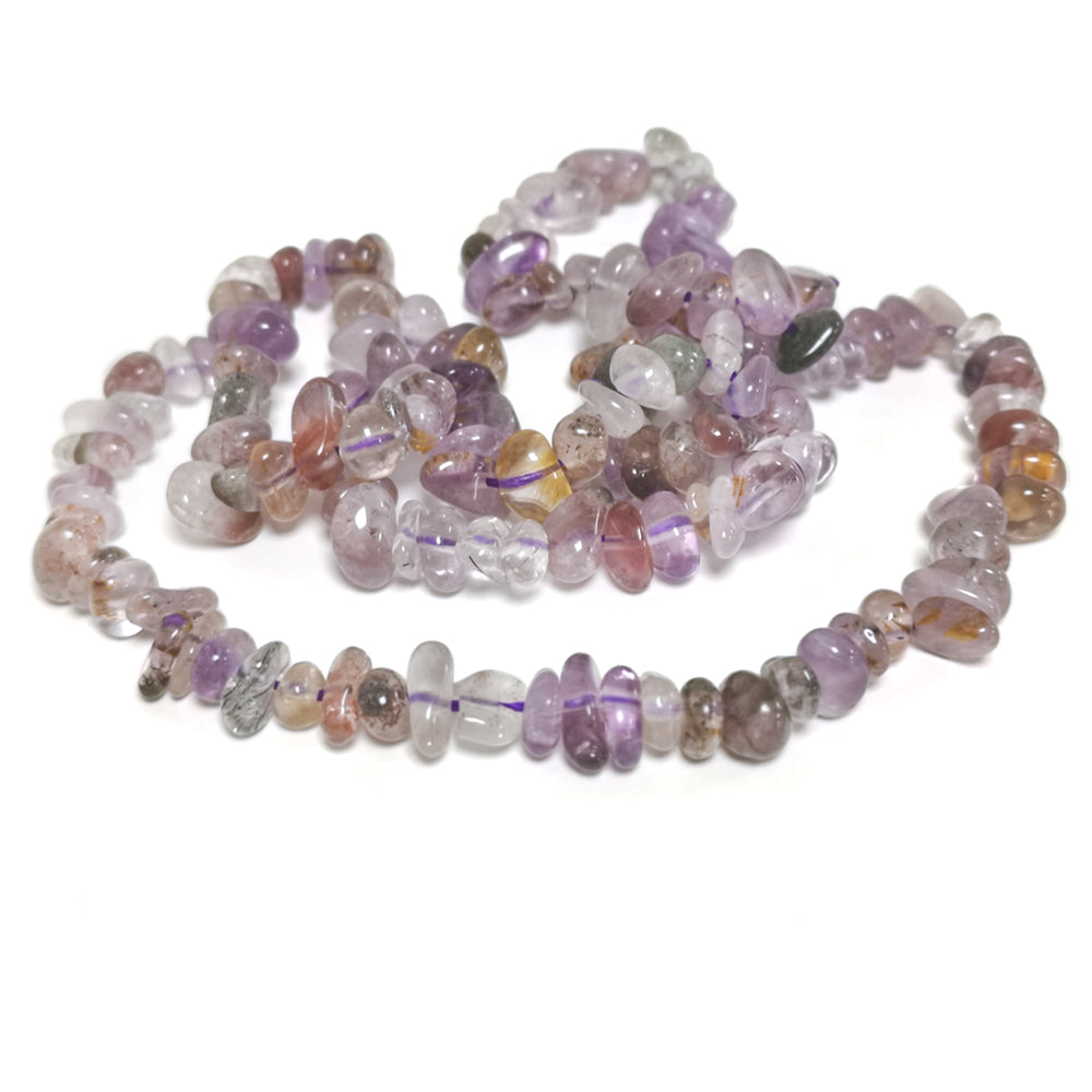 Purple Super 7 Cacoxenite Beads Chip Approx 3-8mm Strand Of 130+