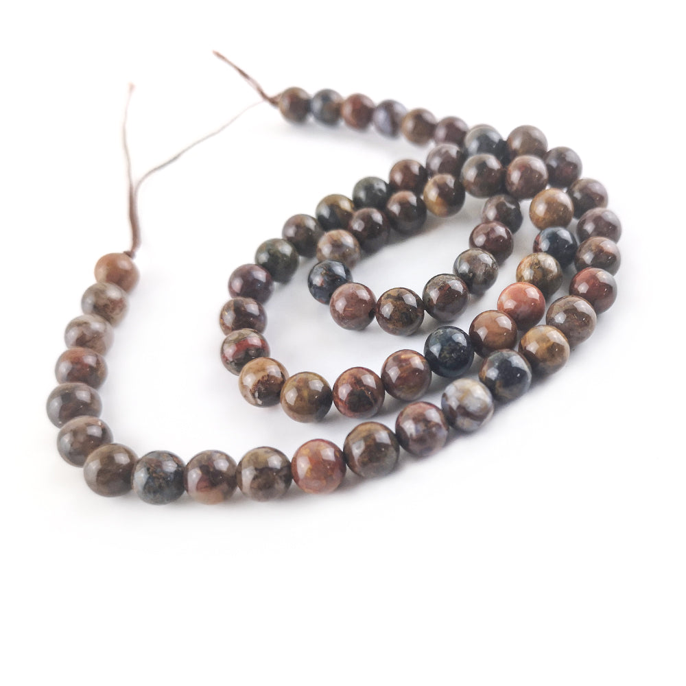 Brown/Blue Pietersite Beads Plain Round 6mm Strand Of 60+