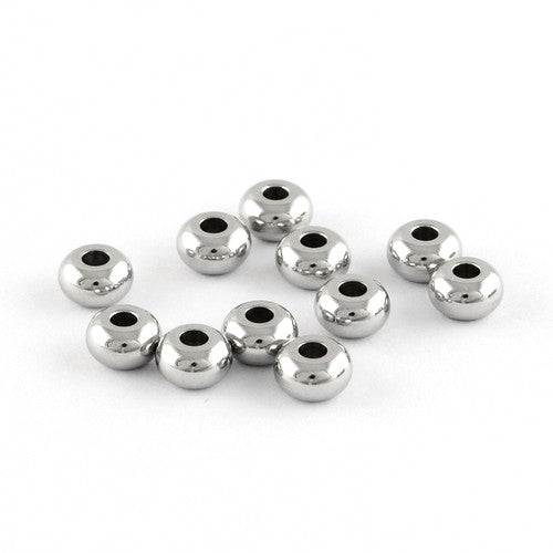 Silver 201 Stainless Steel Beads Rondelle Spacer 3x5mm Pack Of 20