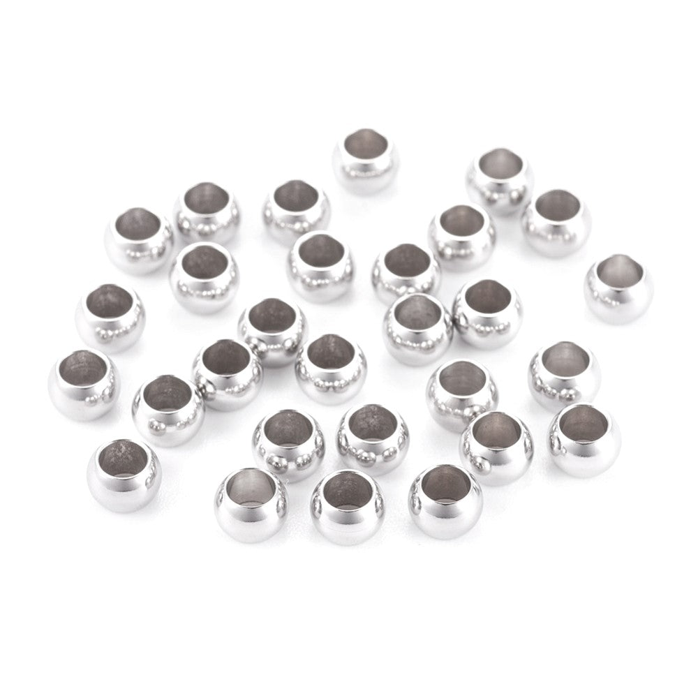 Silver 304 Stainless Steel Beads Rondelle Spacer 3x5mm Pack Of 10
