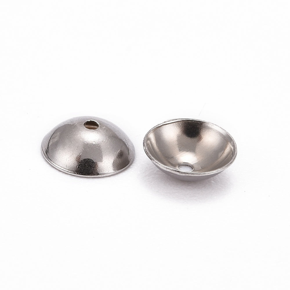 Stainless Steel Bead Caps Silver Round 2x6mm Pack Of 30