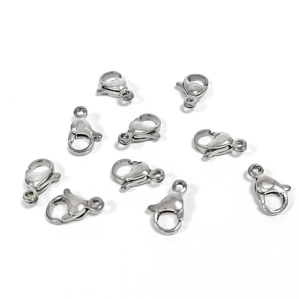 Stainless Steel Lobster Clasps Silver 7x10.5mm Pack Of 10