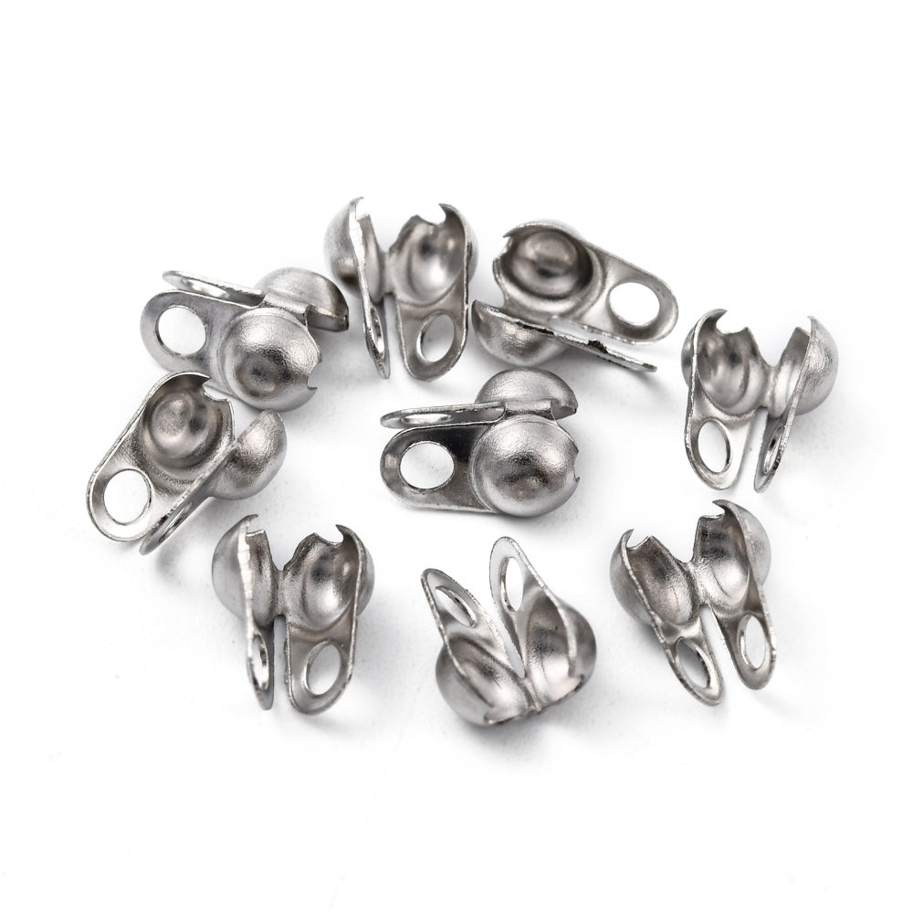 Stainless Steel Callottes Silver Clamshell 4x8mm Pack Of 30