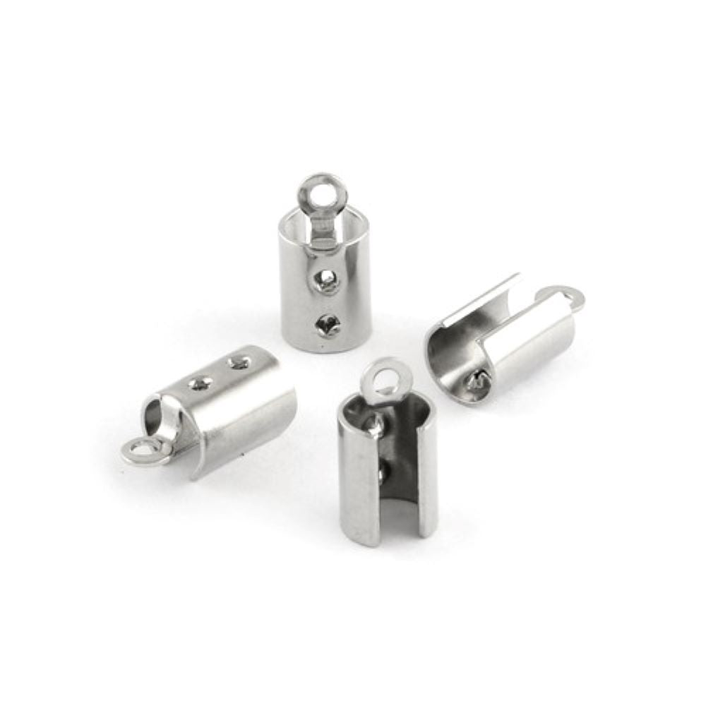 304 Stainless Steel End Caps Silver Tube 5x10.5mm Pack Of 20