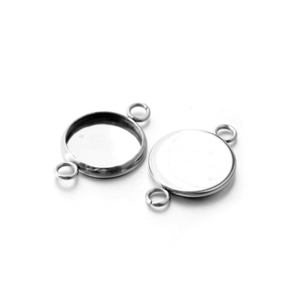 Stainless Steel Cabochon Settings Silver Coin 14x22mm Pack Of 5