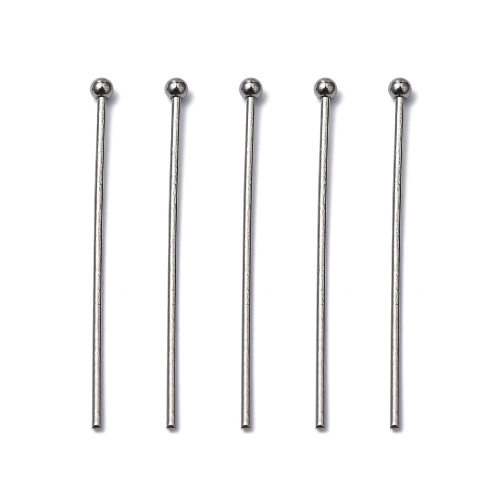 304 Stainless Steel Ball Head Pins Silver 0.7x30mm Pack Of 20