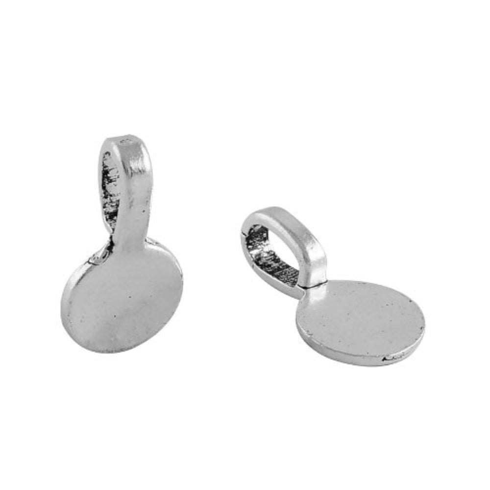 Metal Alloy Glue On Bails Antique Silver Round 10x18mm Pack Of 20